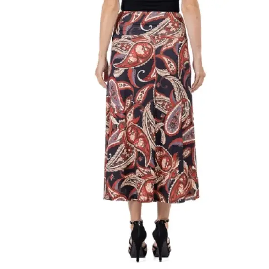 24seven Comfort Apparel Womens Black and Red Paisley Print Maxi Skirt image {2}