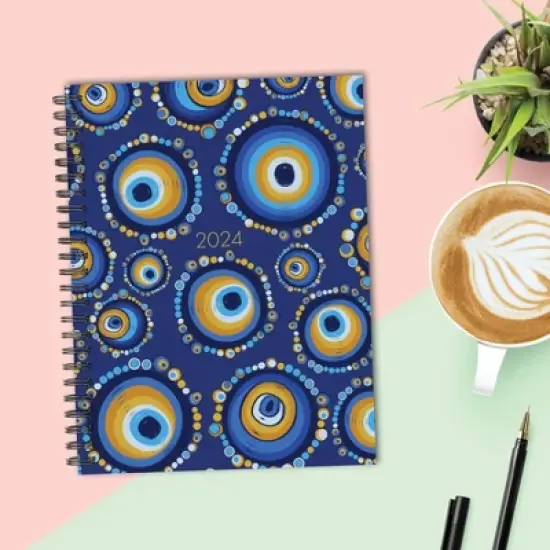 Willow Creek Press 2024 Weekly Planner 8.5"x6.5" Softcover Yellow/Blue Eye image {4}