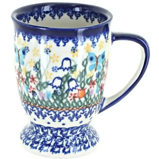 Blue Rose Polish Pottery 49 Vena Pedestal Coffee Mug image {5}