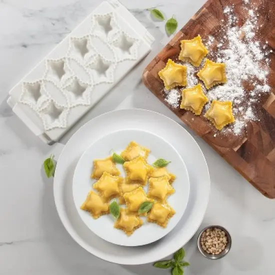 Star Ravioli Molds (2 Pack) - Mini 2" Stars - Homemade Filled Pasta Maker - 2 pc Tray & Press makes 8 Shaped Raviolis at a Time, Easy to Use & Clean image {2}