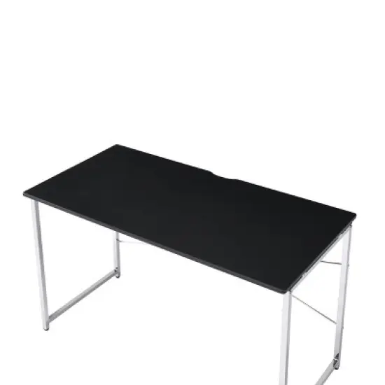 GlasFlength Desks Metal Frame Rustic Computer Desk Gaming Desk Home Office Desk Simple Design for Small Spaces, Black, 47.5"*24.5"*28.5" image {3}