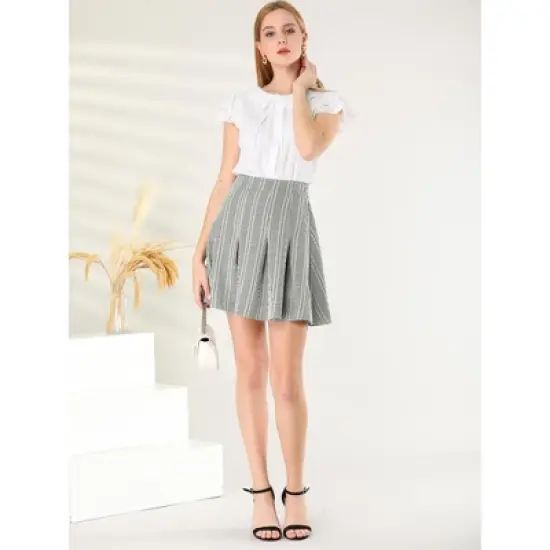INSPIRE CHIC Women's Plaid Pleated High Waist A-line Mini Skirt image {2}