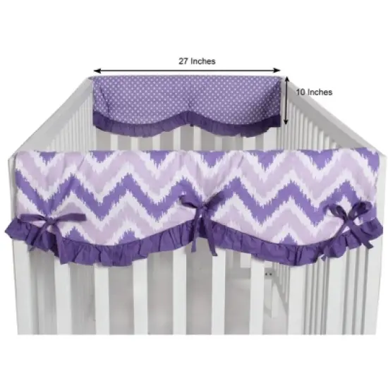 Bacati - Mix n Match Chevron/Dots Crib Rail Guard set of 2 Covers Purple image {2}