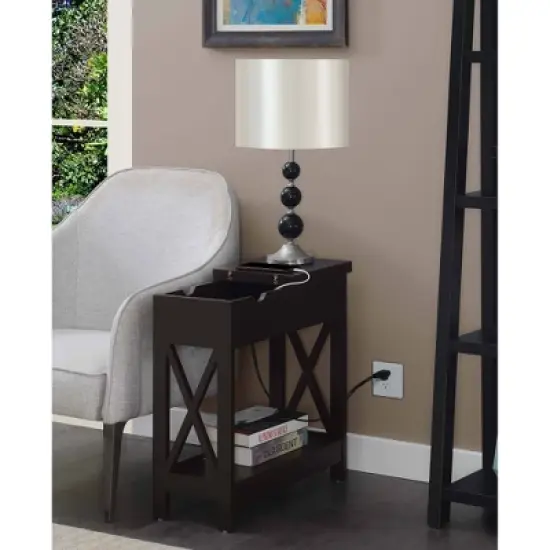 Oxford Flip Top End Table with Charging Station - Breighton Home image {2}