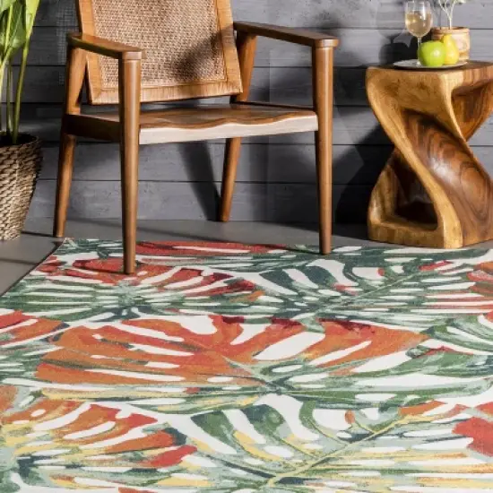nuLOOM Contemporary Floral Janice Indoor/Outdoor Patio Area Rug image {8}