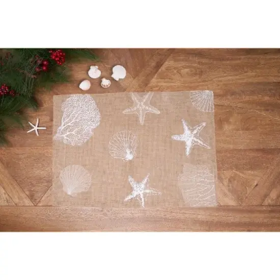 C&F Home Sandy Coast Starfish Coral Shells Placemats Set of 6 Beach Coastal, 14" x 20" image {2}
