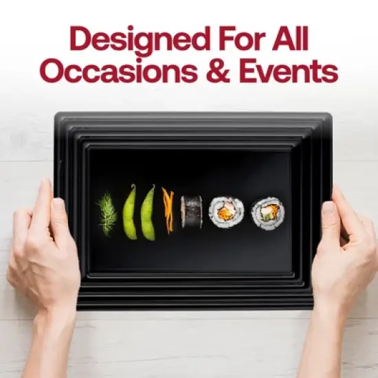 Smarty Had A Party 9" x 13" Black Rectangular Plastic Serving Trays - 24 pcs image {4}