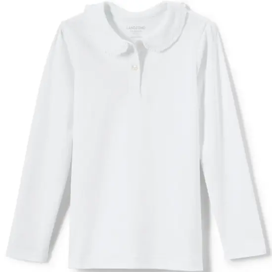 Lands' End Girls Long Sleeve Ruffled Peter Pan Collar Knit Shirt image {3}