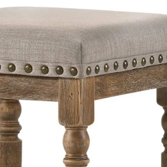 16" Farsiris Counter Height Barstool Beige Fabric/Weathered Oak Finish - Acme Furniture image {1}