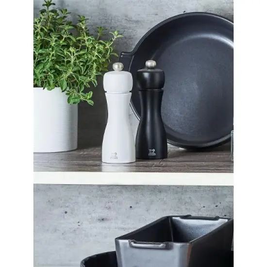 Peugeot | Tahiti Duo, Pepper and Salt Mills, Wood Matte Black + White, 20 cm - 8 in image {1}