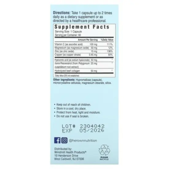 Her Own Beauty, HA-Hyaluronic Acid, 60 Capsules image {1}