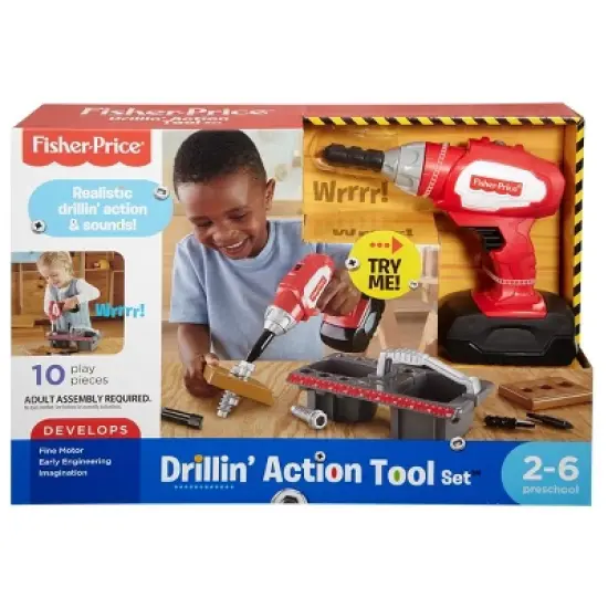 Fisher-Price Drillin' Action Tool Set - Realistic Drillin' Action & Sounds - 11 Piece Set image {3}
