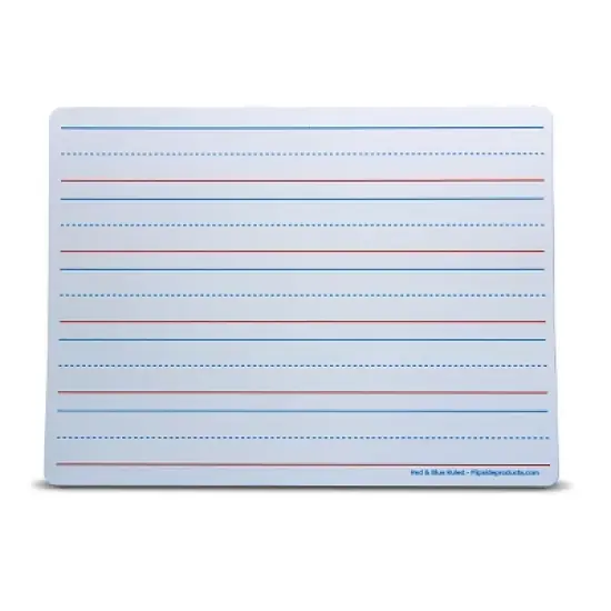 Flipside Products Dry Erase Learning Mat, Two-Sided Red & Blue Ruled/Plain, 9" x 12", Pack of 24 image {1}