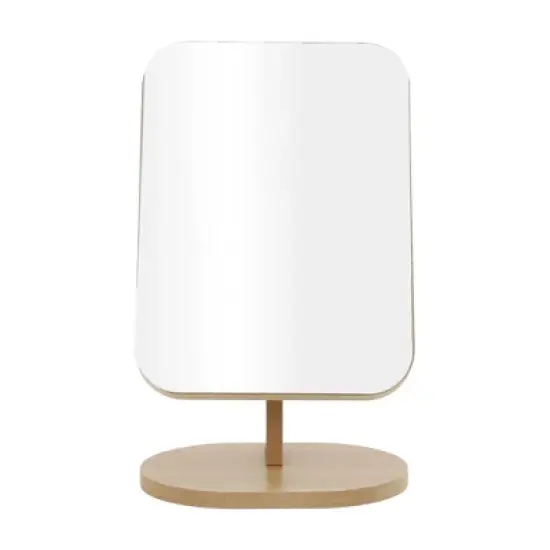Unique Bargains Large Rectangle Desktop Cosmetic Mirror Wood Color 1 Pc image {3}