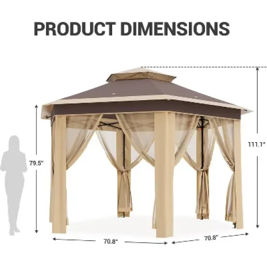 Outdoor Patio Gazebo 13'x13' with Expansion Bolts, Heavy Duty Party Tent & Shelter with 6 Zippered Mesh Netting  for Backyard image {3}