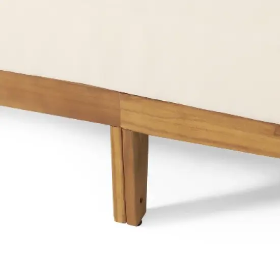 Burchett Outdoor Acacia Wood/Wicker Round 3 Seater Sofa with Cushions - Christopher Knight Home: Weather-Resistant Patio Furniture image {1}