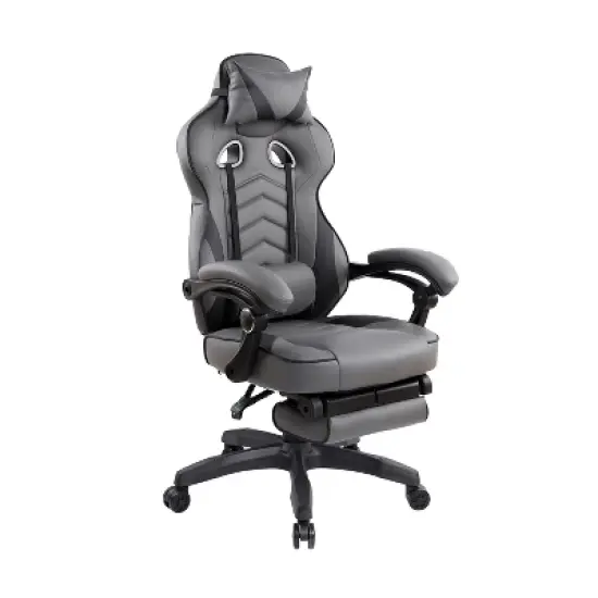 Ridstar Electro Racing Style Fully Reclining Office Chair with Footrest-Grey image {2}