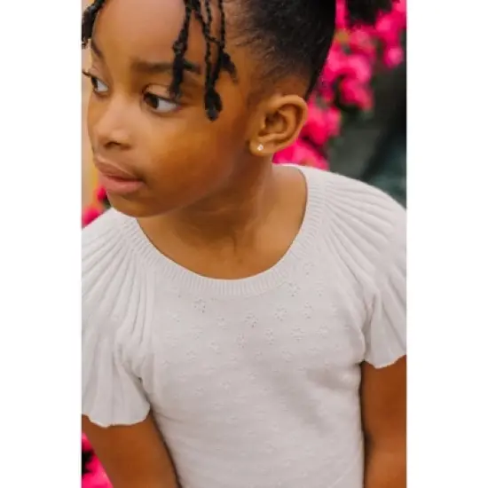 Hope & Henry Girls' Organic Cotton Short Flutter Sleeve Sweater Dress, Infant image {5}