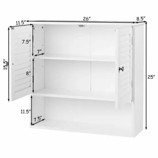 Costway Bathroom Wall Storage Cabinet Double Doors Shelves Kitchen Medicine Organizer image {1}