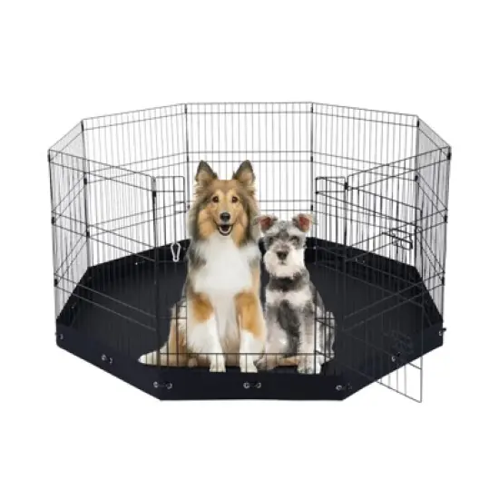 VEVOR Dog Playpen, 8 Pcs 30"H x 24"W Panels Foldable Metal Pet Exercise Pen, Dog Fence Indoor and Outdoor Pen with Door, 600D Oxford Fabric Bottom Pad image {8}