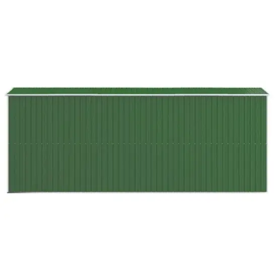 vidaXL Garden Shed Green Galvanized Steel Large Garden Shed - 75.6" x 205.9" x 87.8" image {4}