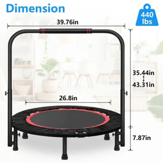SUGIFT 40" Mini Trampoline Max Load 450lbs Exercise Trampoline for Adults image {2}