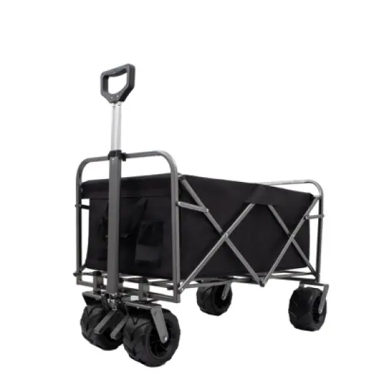 SKRAN Outdoor Collapsible Foldable Wagon Cart,198LB Load-Bearing with All-Terrain Wheels with Drink Holders for Shopping Sports Camping image {1}