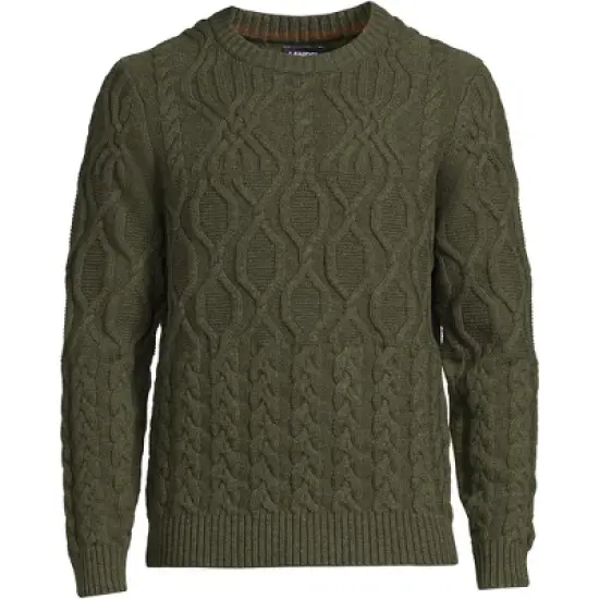 Lands' End Men's Lambswool Cable Crewneck image {2}