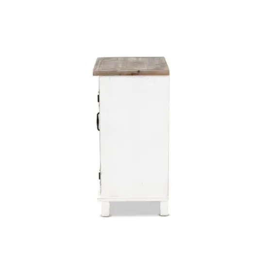 Faron Wood 1 Door Nightstand White/Oak Brown - Baxton Studio image {3}