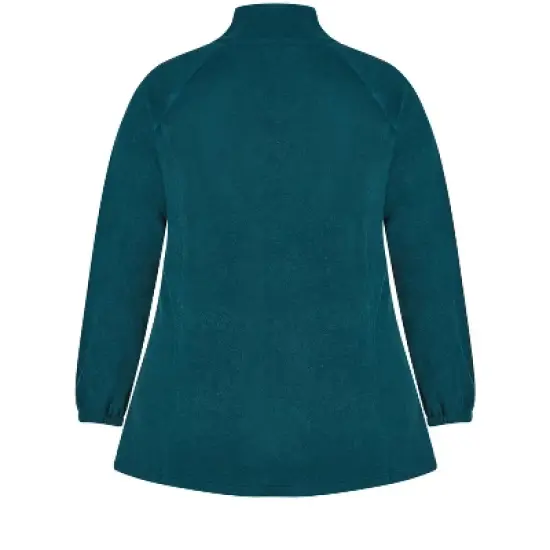 Women's Plus Size Polar Fleece Zip Jacket - Emerald | AVENUE image {7}