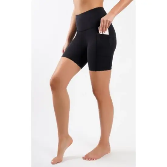 Yogalicious Womens Lux Polygiene Tribeca High Waist 7" Short with Side Pockets image {3}