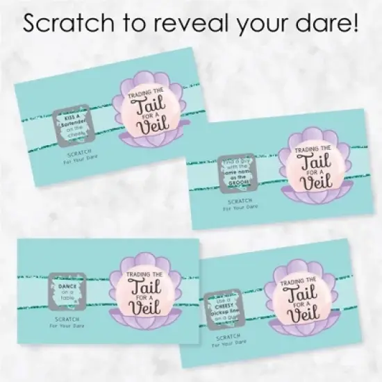 Big Dot of Happiness Trading The Tail for A Veil - Mermaid Bachelorette Party or Bridal Shower Game Scratch Off Dare Cards - 22 Count image {2}