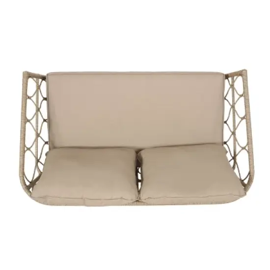 4pc Bruce Outdoor Wicker Set with Cushions Light Brown/Beige - Christopher Knight Home image {10}