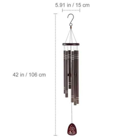VEVOR Wind Chimes for Outside, 42", Deep Tone Wind Chimes with 6 Tubes, Unique Large Memorial Wind Chimes for Anniversary, Dark Brown image {7}