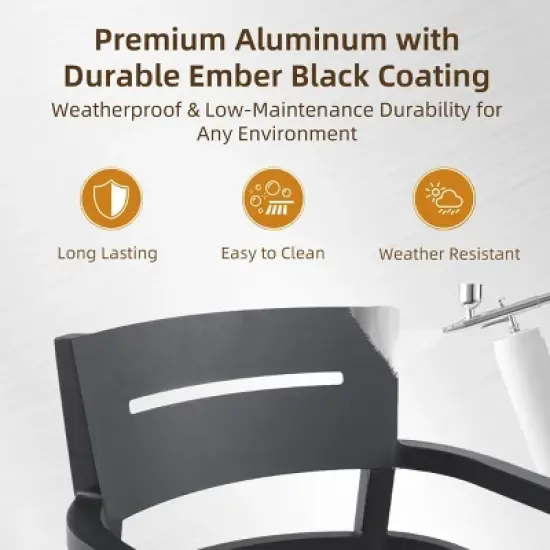 5-Piece Patio Dining Set with Sintered Stone Table and Aluminum Armchairs, Outdoor Furniture for Backyard, Deck or Garden - The Pop Home image {5}