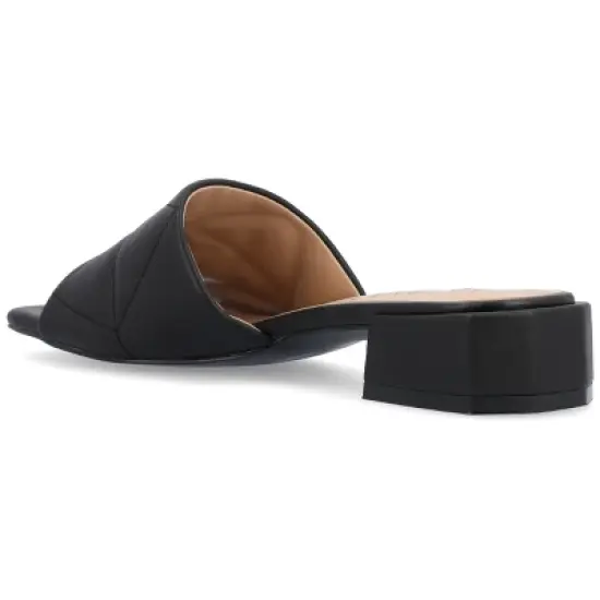 Journee Collection Womens Elidia Slip On Block Heel Vegan Leather Sandals image {6}