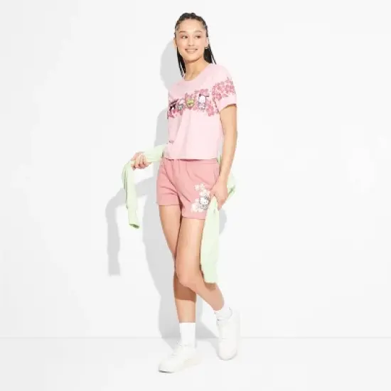 Women's Hello Kitty Surfer Skimmer Short Sleeve Graphic T-Shirt - Pink image {2}