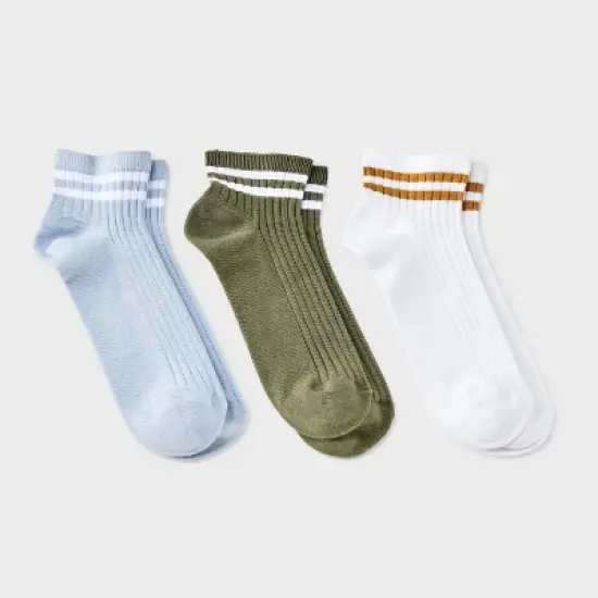 Women's Varsity Striped Ribbed 3pk Ankle Socks - Universal Thread&trade; 4-10 image {5}