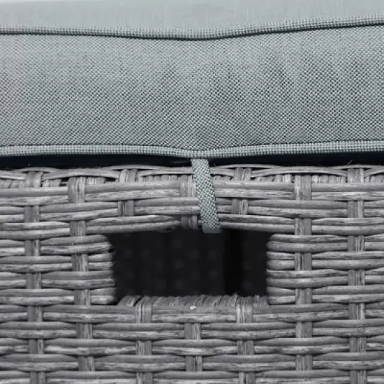 JUJABU 6-Piece Wicker Patio Garden Backyard Sofa Set with Cushion, 2 Stools and Coffeetable image {7}