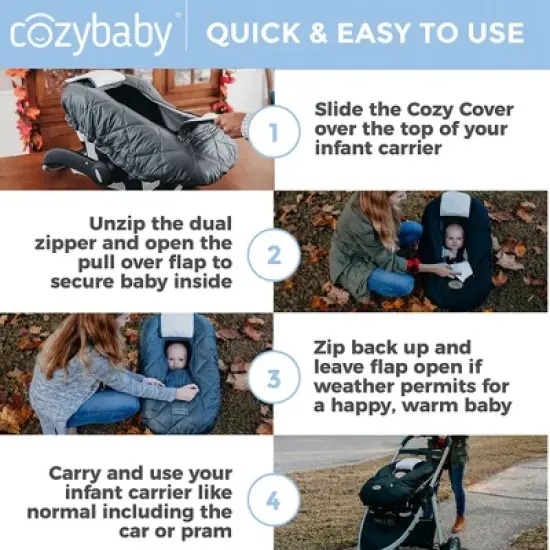 CozyBaby Cozy Cover Original Infant Car Seat Insulating Cover with Dual Zippers, Face Shield, and Elastic Edge for Travel During Winter Months, Pink image {4}
