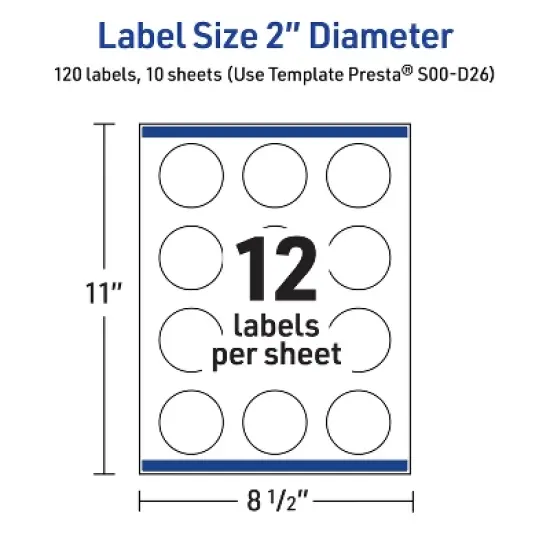 Avery Labels, 2" Diameter, Matte White, Black & White Polka Dots, 120ct image {4}