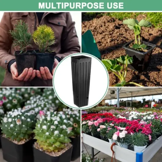 Unique Bargains Plastic Deep Drainage Holes Indoor Outdoor Gardening Plant Nursery Pots Black image {3}