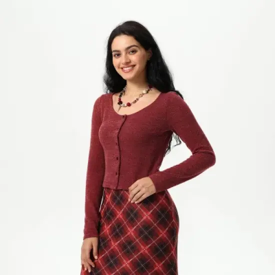Women's Knit Button-Front Cardigan - Wild Fable&trade; Dark Red image {5}