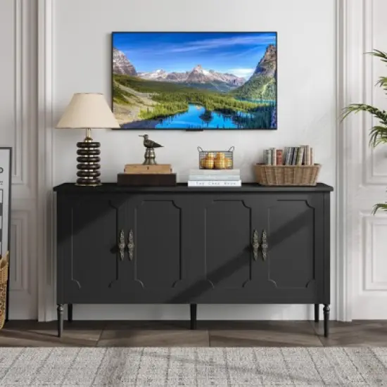 Large Sideboard Cabinet, 59" Modern Credenza Buffet Table Coffee Bar Wine Bar, Storage Cabinet with Adjustable Shelves image {1}