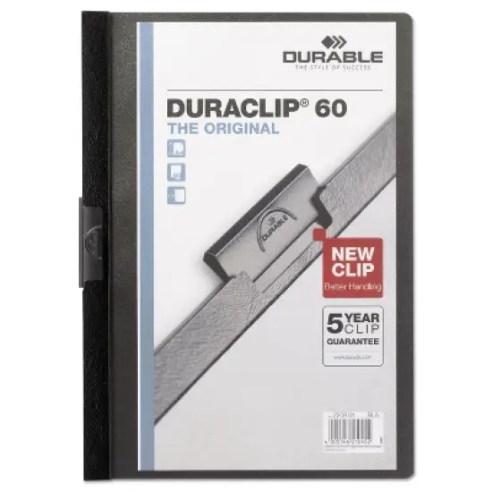 Durable Vinyl DuraClip Report Cover w/Clip Letter Holds 60 Pages Clear/Black 221401 image {7}