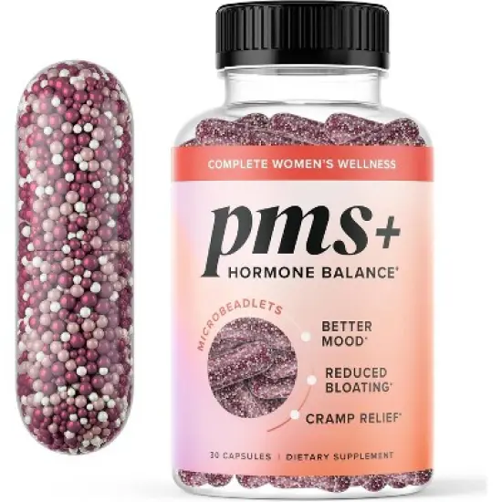 PMS Support Supplement for Women,  Microbeadlets for PMS Relief, Hormonal Acne, Hormone Balance & Period Relief, SMNutrition, 30ct image {9}