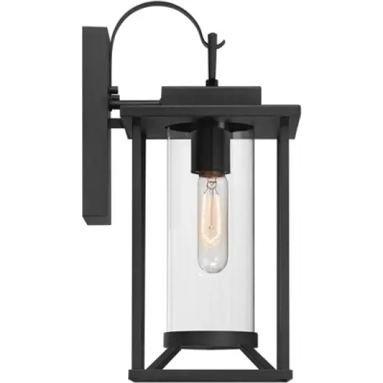 John Timberland Frederick 15 1/2" High Industrial Outdoor Wall Light Fixture Mount Porch House Weatherproof Sand Black Finish Metal Clear Glass Shade image {8}