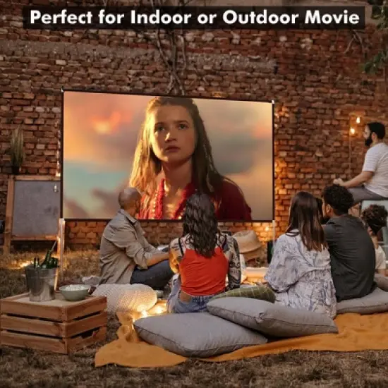 Costway 100'' Projector Screen w/ Stand 16:9 HD 4K Indoor Outdoor Projection Movie Screen image {4}
