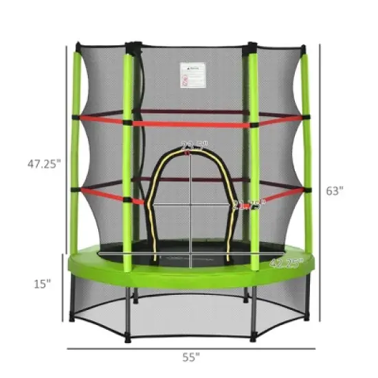 DSVIMOY Trampoline, 55" Kids Trampoline Bouncing Jumping Mat Recreational Trampoline with Enclosure Net, Green, 55"*55"*63" image {1}