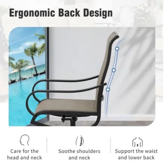 Captiva Designs 7pc Patio Dining Steel Rectangle Table & Textilene 360 Degree Swivel Chairs image {5}